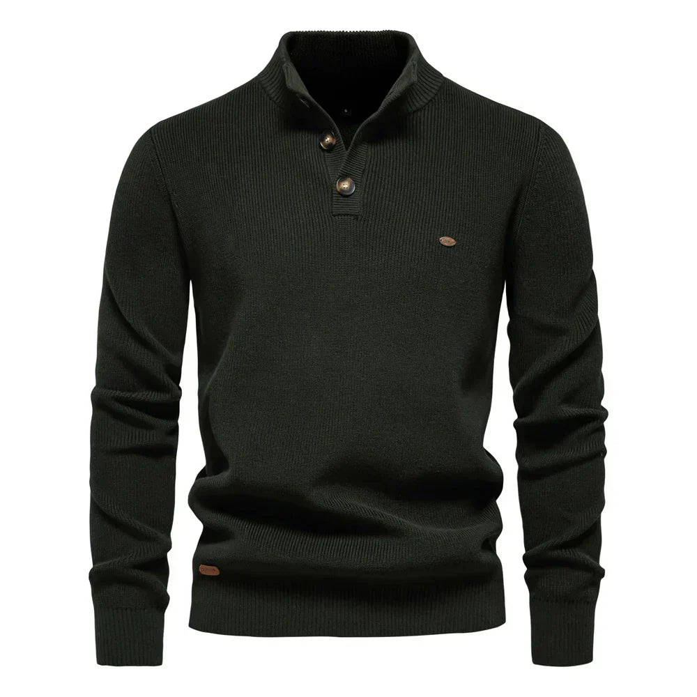 Aaron | Heren Sweater met knoopontwerp